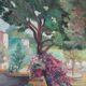 Painting view of Paguera Balearic Islands oil on canvas signed 1961