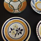 Set of six flat plates in earthenware XXth