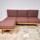 Vintage Modular Corner Sofa Bed with Ottoman, 1960s, Czechoslovakia