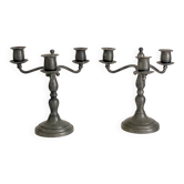 Pair of candlesticks in pewter