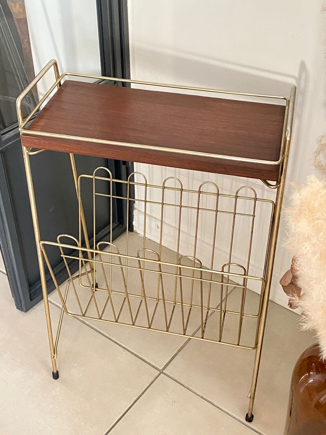 Vintage brass magazine table