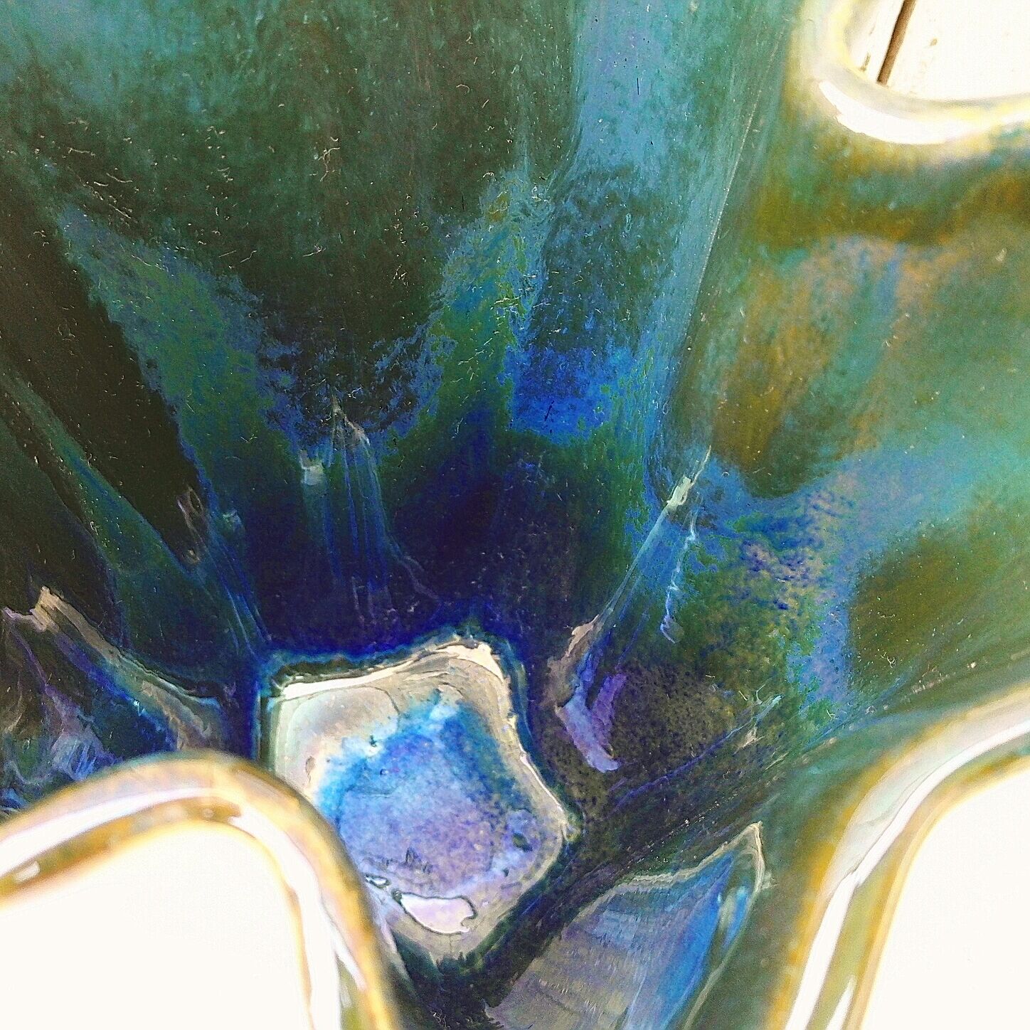 Iridescent ceramic vase Vichy enamels by A. Cytère