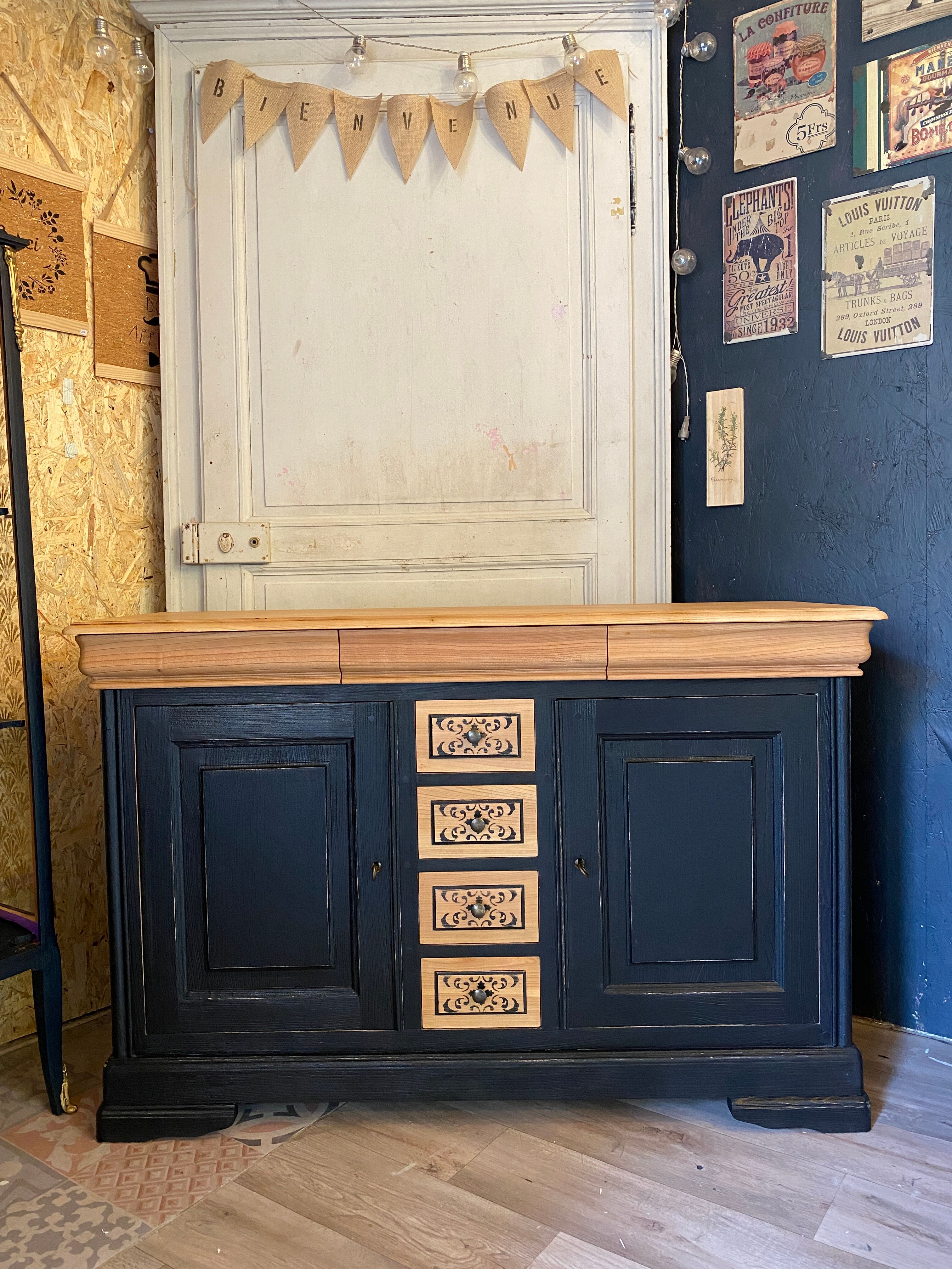 Black and wood buffet