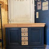 Buffet bas relookée noir et bois