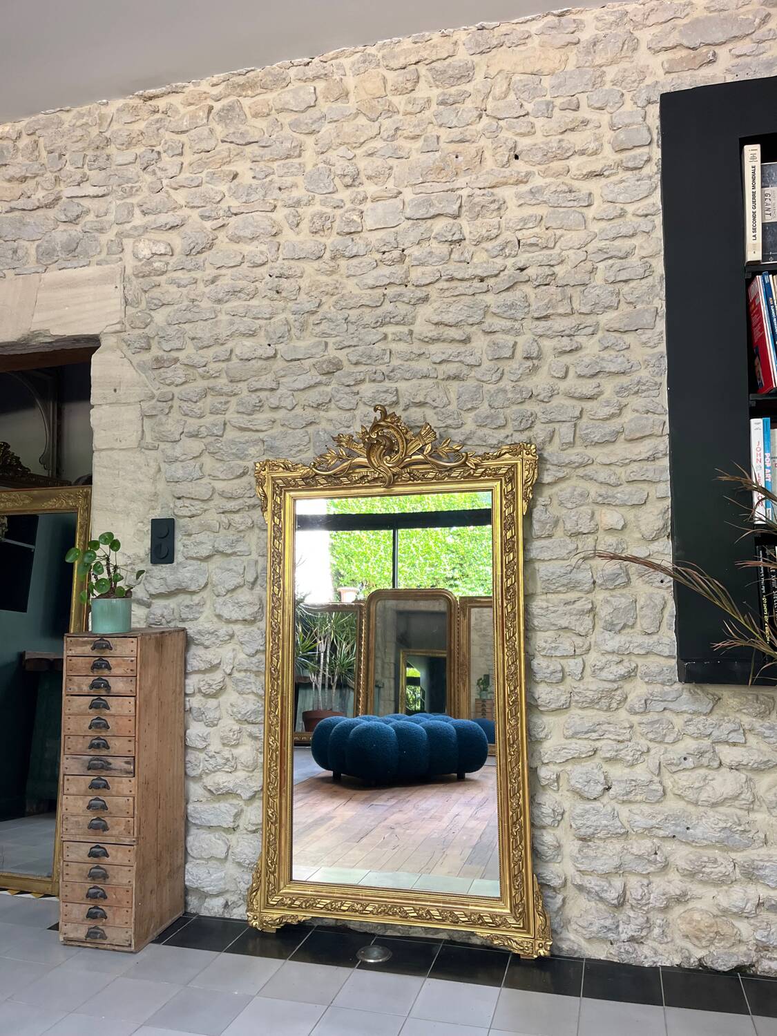 Sublime gilded pediment mirror with gold leaf 161cm