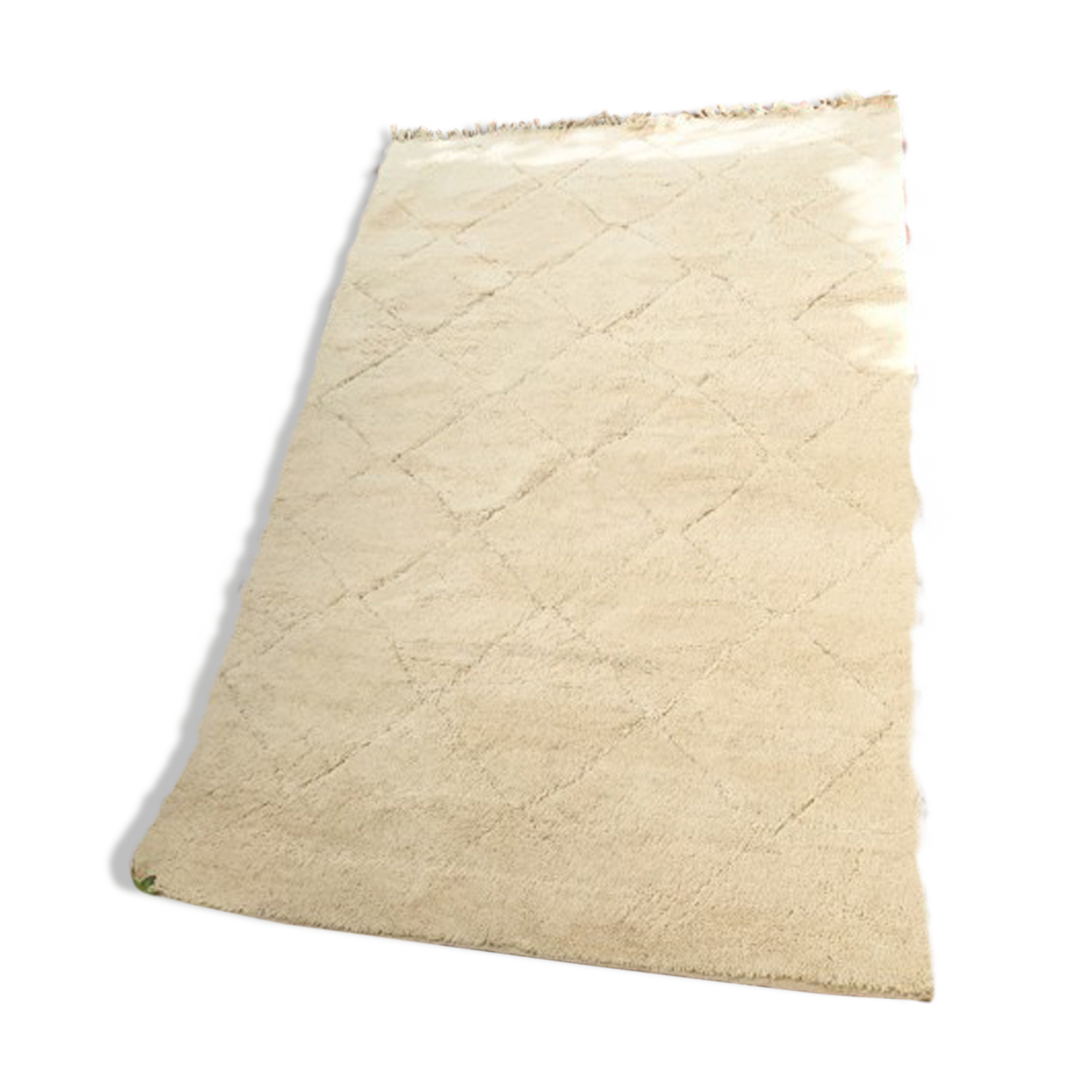 Berber carpet Beni Ouarain beige with dug patterns - 320x205cm