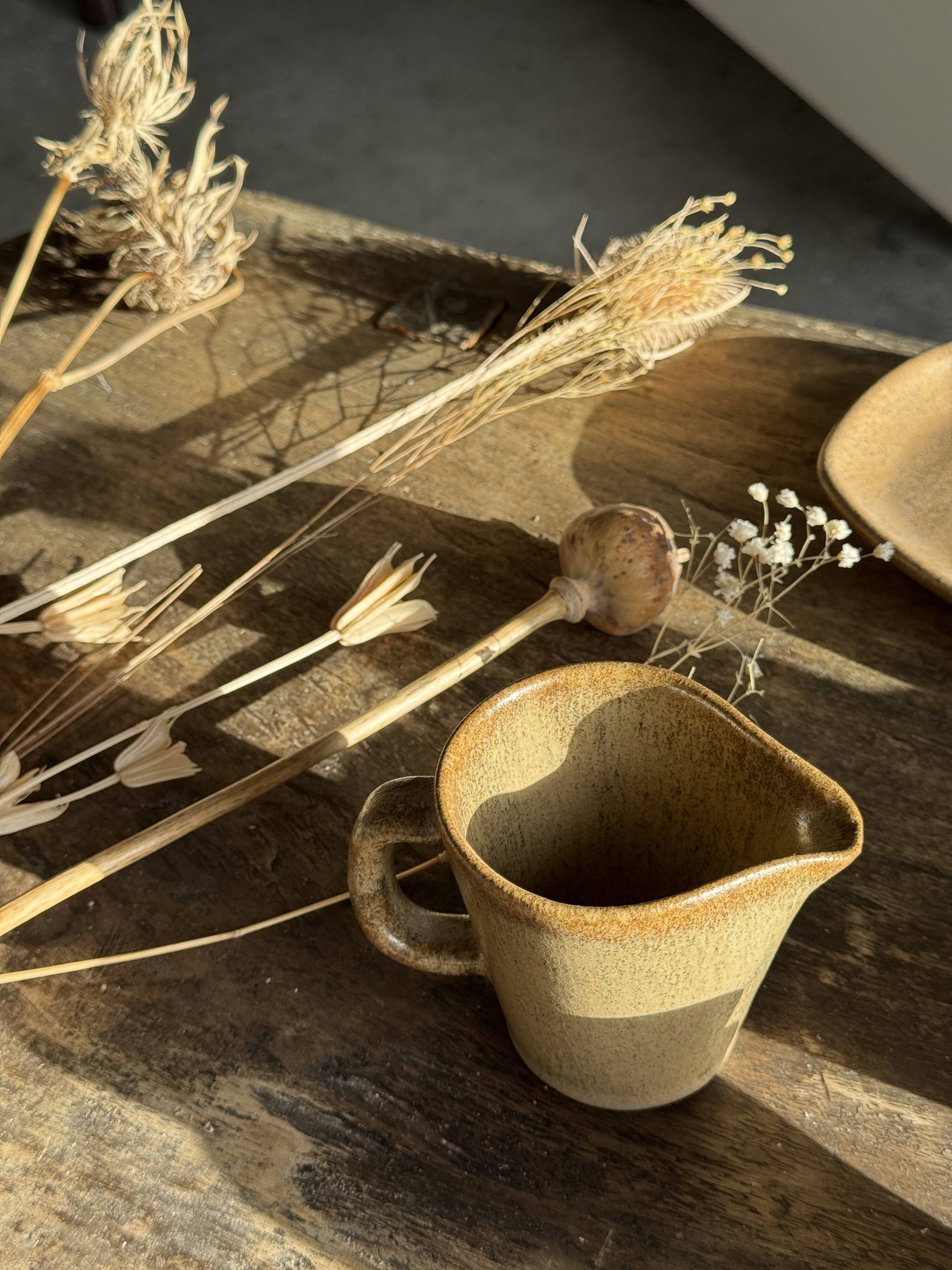Set of 3 small jugs or milk pots in stoneware H8 D8.5