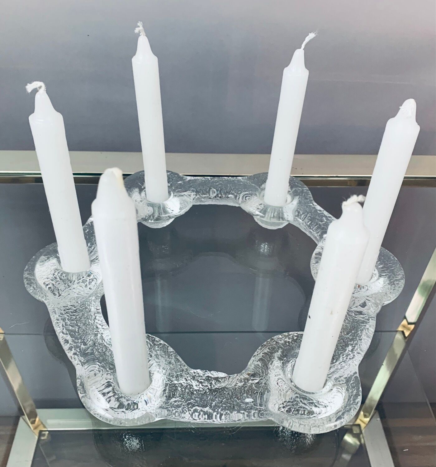 1970s Swedish Pukeberg Glass Candle Holder