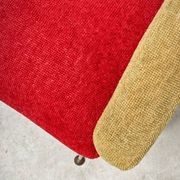 Fauteuil tissu rouge et jaune moutarde style bouclette 1970