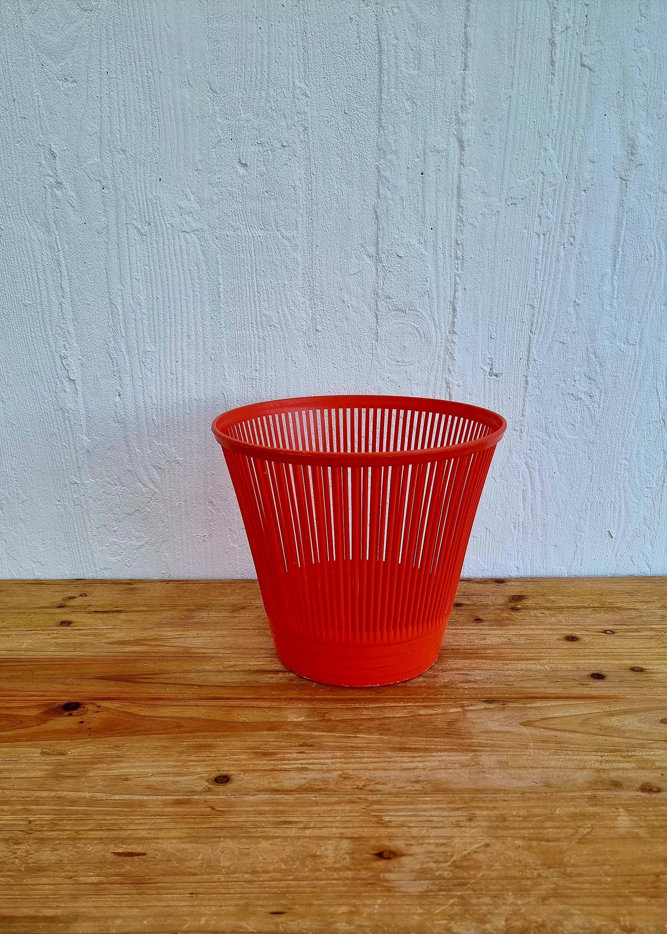 Vintage Syla orange waste paper basket