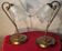 bedside lamp brass wood and glass 1970 to 80, traces of normal use, photo