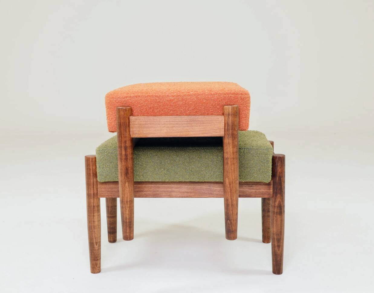 Scandinavian orange/green stool set of 2