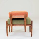 Scandinavian orange/green stool set of 2