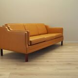 Orange leather sofa, Danish design, 1970s, production: Denmark