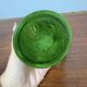 Chope à bière ancienne en verre émaillé vert – Décor floral -