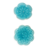 Paire de coupelles fleurs LBMDJ turquoise vintage – années 60/70