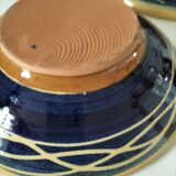Pair of handcrafted bowls by Le Fer Rouge with blue and beige decor