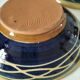 Pair of handcrafted bowls by Le Fer Rouge with blue and beige decor