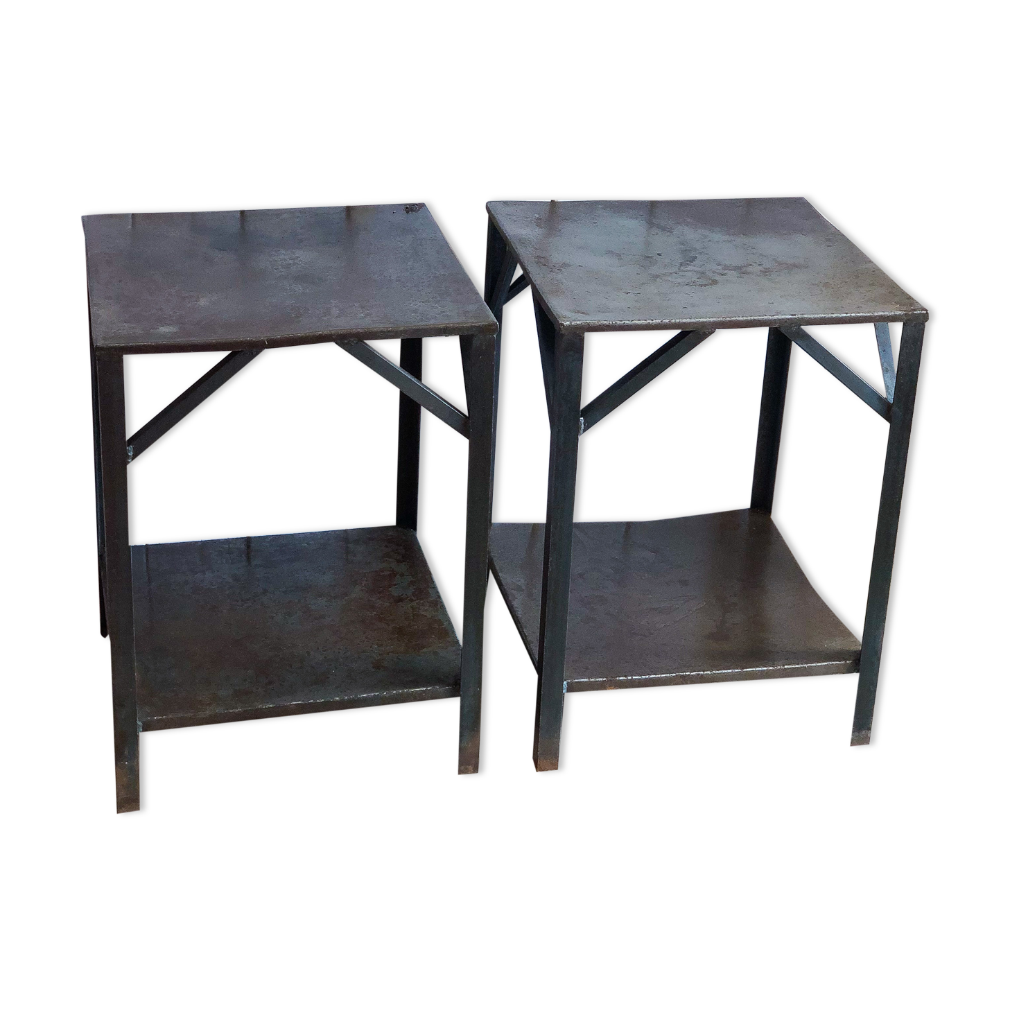 Pair of industrial bedside tables