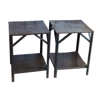 Pair of industrial bedside tables