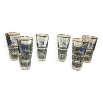 Lot de 6 verres pastis 51 anisette