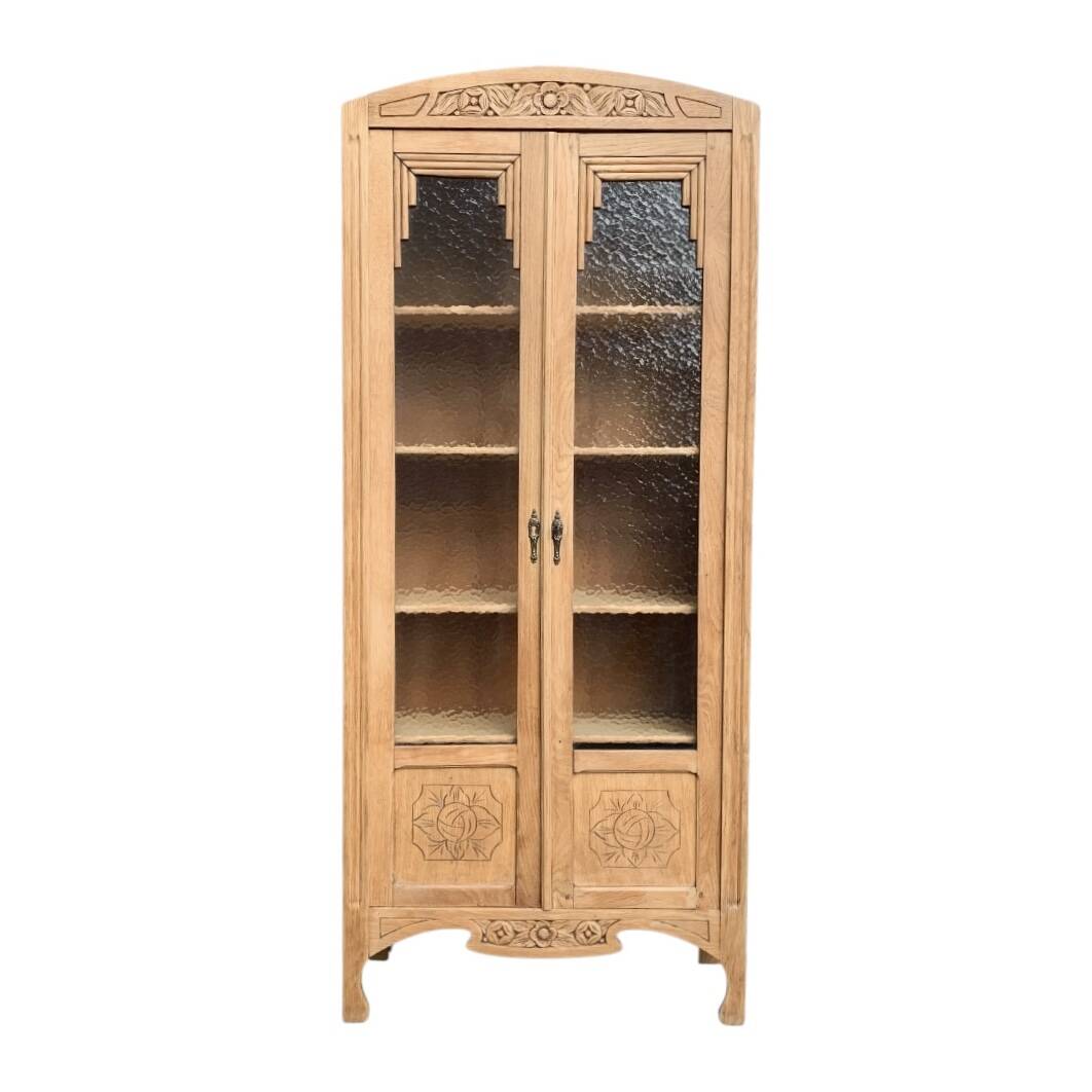 Parisian glass cabinet art deco raw wood 1930