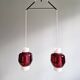 Scandinavian double pendant light in white opaline and amethyst glass, 1960s