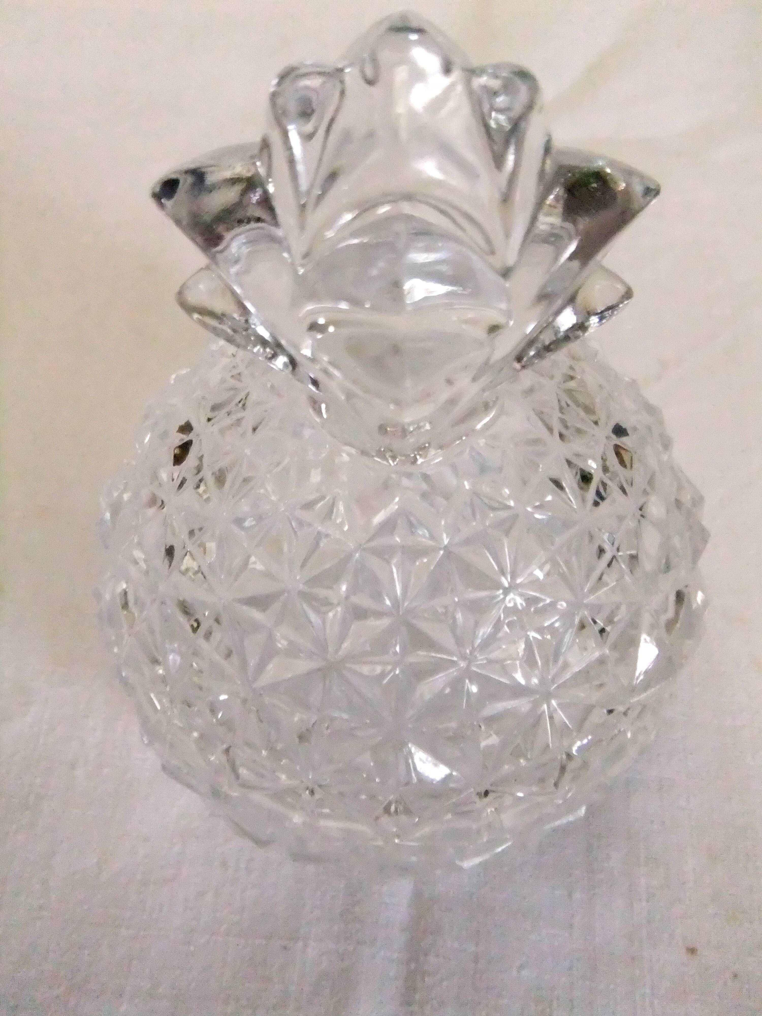 Bonbonnière en cristal ananas vintage sucrier pot couvert