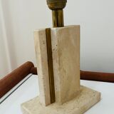 Paire de lampes en laiton et travertin Camille Breesch