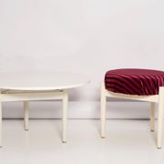 Tabouret et table vintage blanche, Danemark, 1960