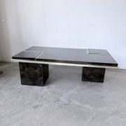 "Rizzo" lacquered and brass coffee-bar table from the 1970s.