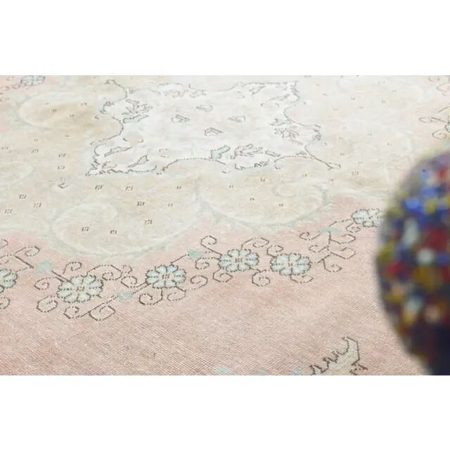 1970s Vintage Persian Handmade Wool Pink Area Rug 294x376