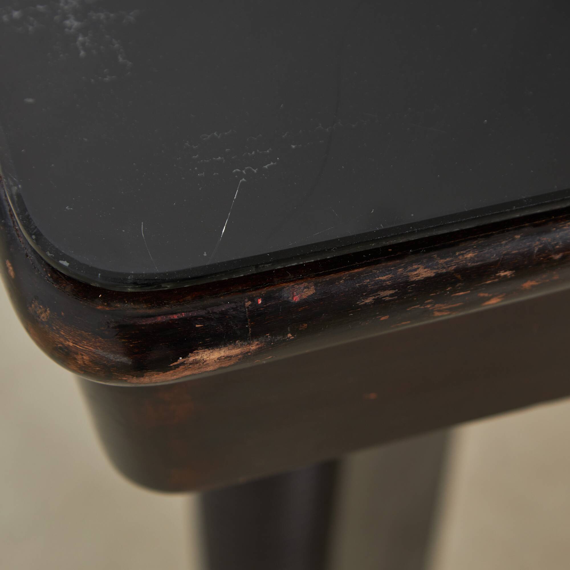 Large Robust Dinig Table with Carved Legs and Glass Top