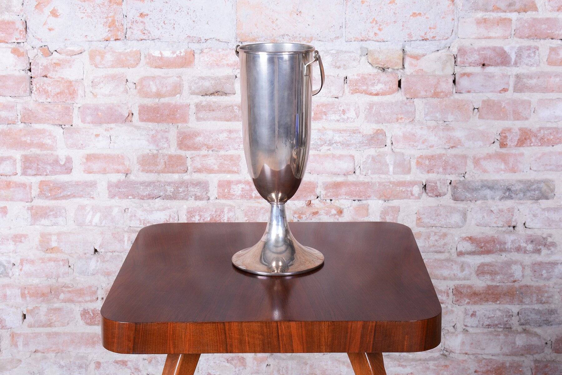 Art Deco Standing Champagne Cooler in Silver-Plated Metal, France, 1920s