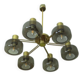 Lustre en laiton et verre de Hans-Agne Jakobsson, Suède, années 1960