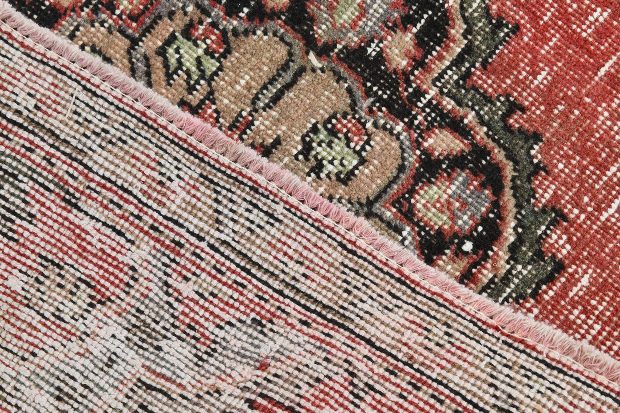 Classic Pattern Red & Green Vintage Runner Rug, 104x344Cm