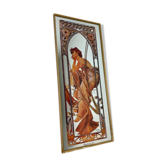 Vintage Alphonse Mucha Reverie De Soir Mirror, Art Nouveau