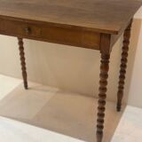 Vintage turned walnut wood console table with ball feet.