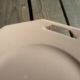 Ancient dish with anses in rose ceramics signed saint-amand