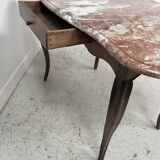 Louis XV mid-table in oak and marble, 18th century.