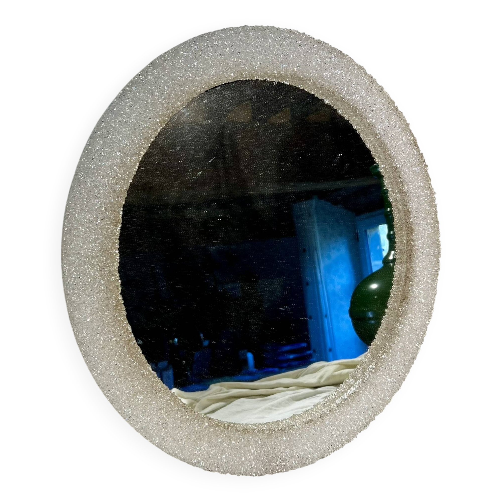 Round mirror in granite perspex, 1970s