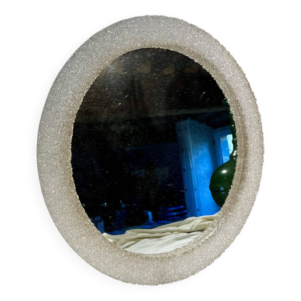 Miroir rond en perspex granité, années 70 — Beyit
