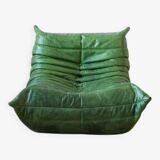 Fauteuil lounge Togo en cuir vert Dubaï par Michel Ducaroy pour Ligne Roset