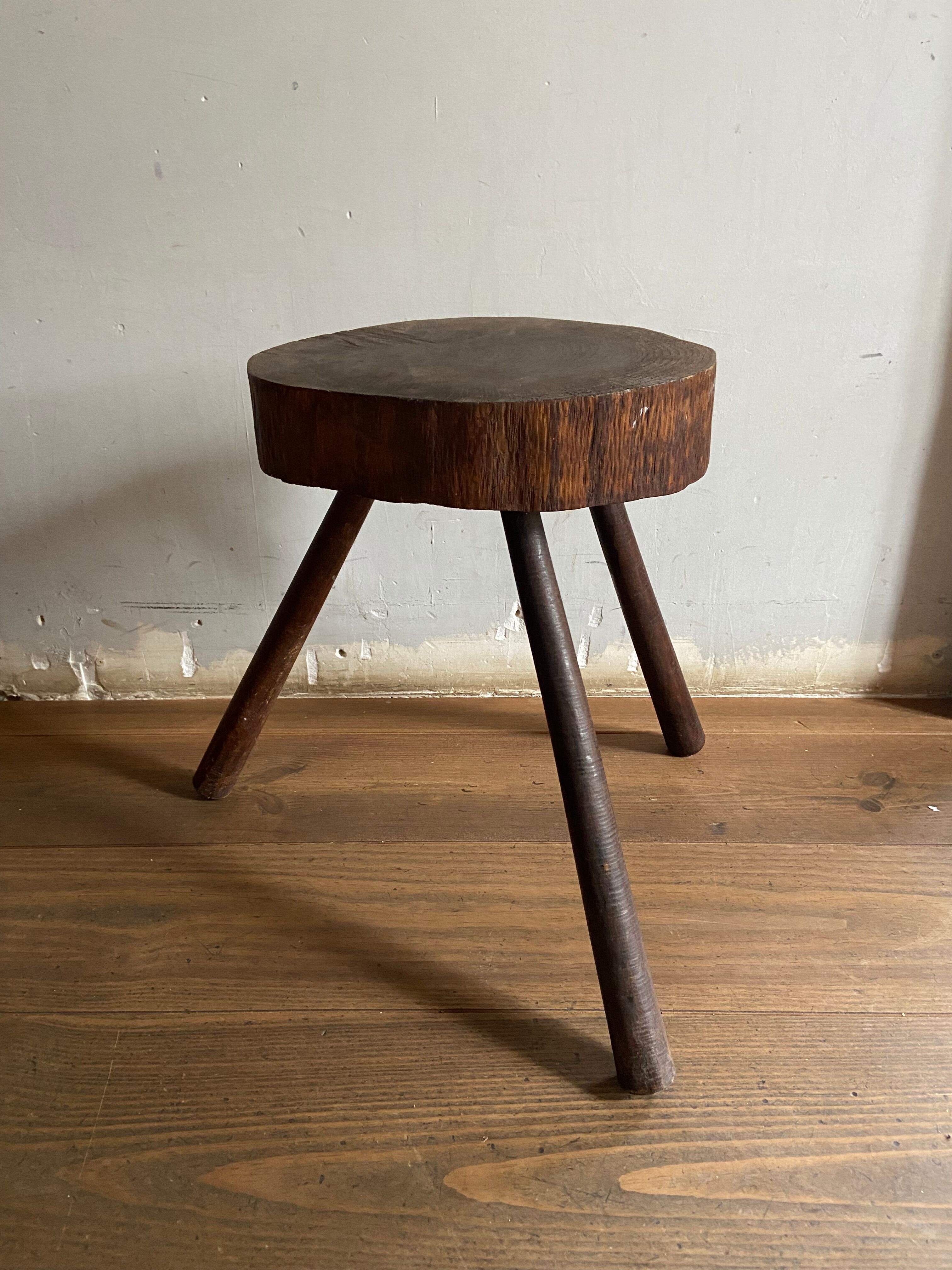 Brutalist stool brown tripod