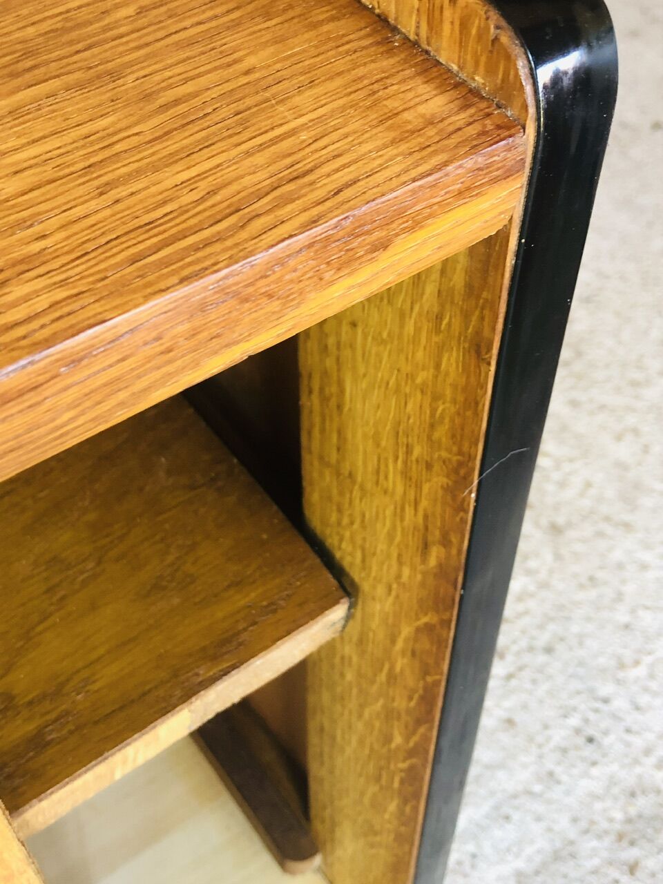 Small vintage row with sliding doors, metal legs Circa 50's