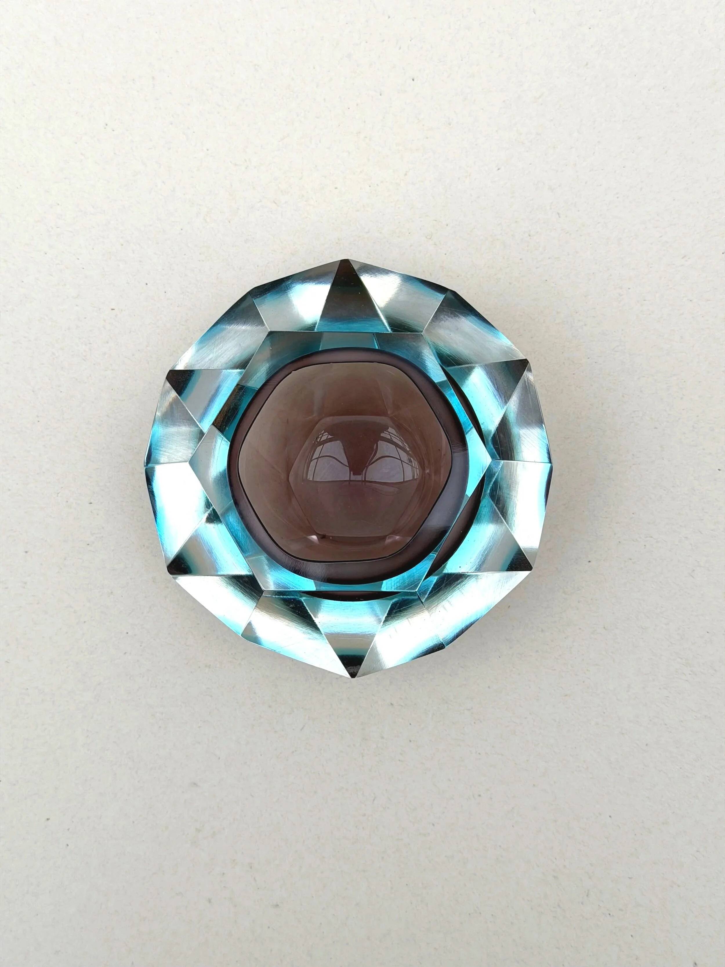 Murano-style trinket tray - Sommerso blown glass, Italy 1970