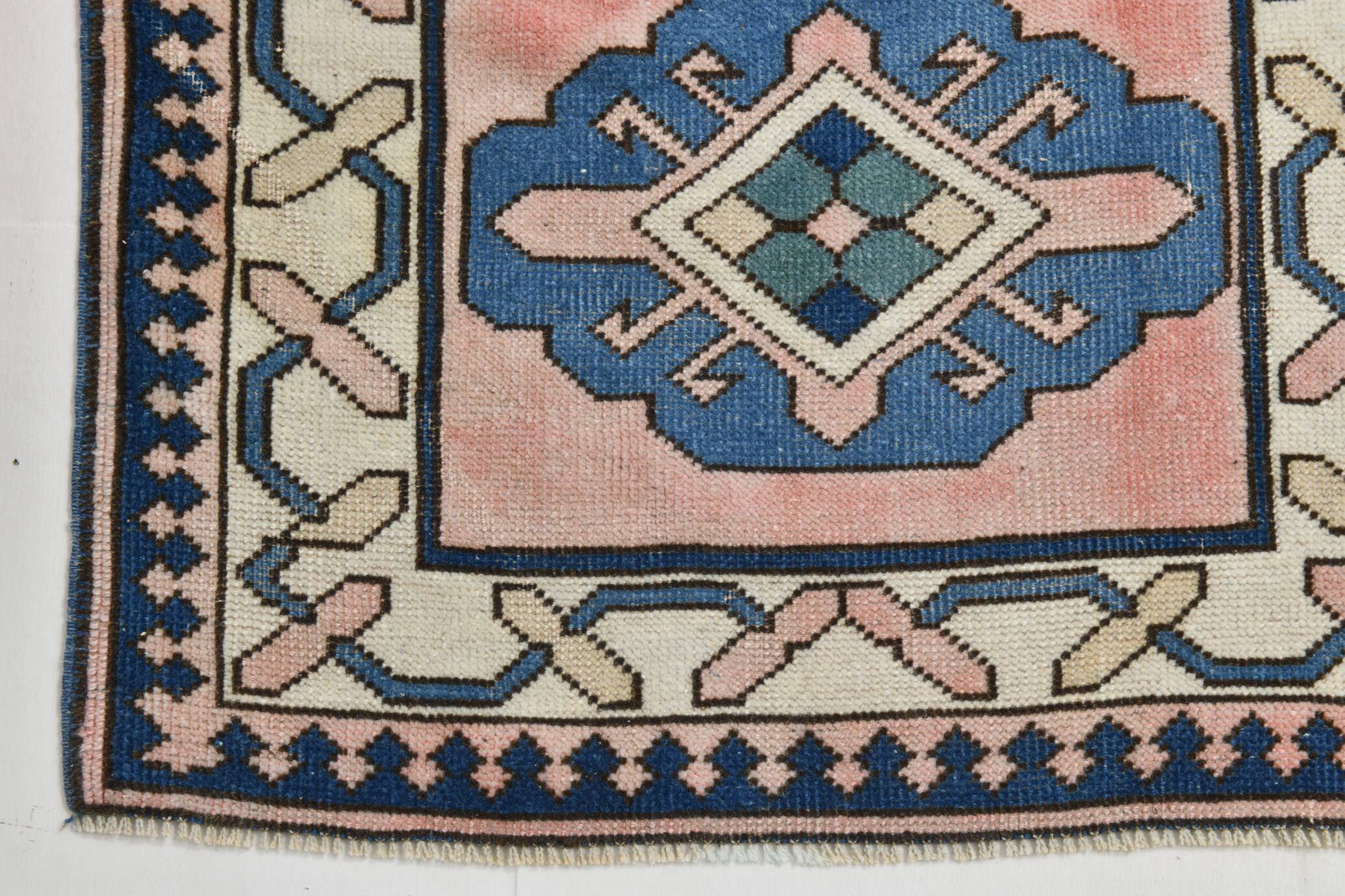 3x10 Pink & Blue Oushak Runner Rug 80x325Cm SK 22171