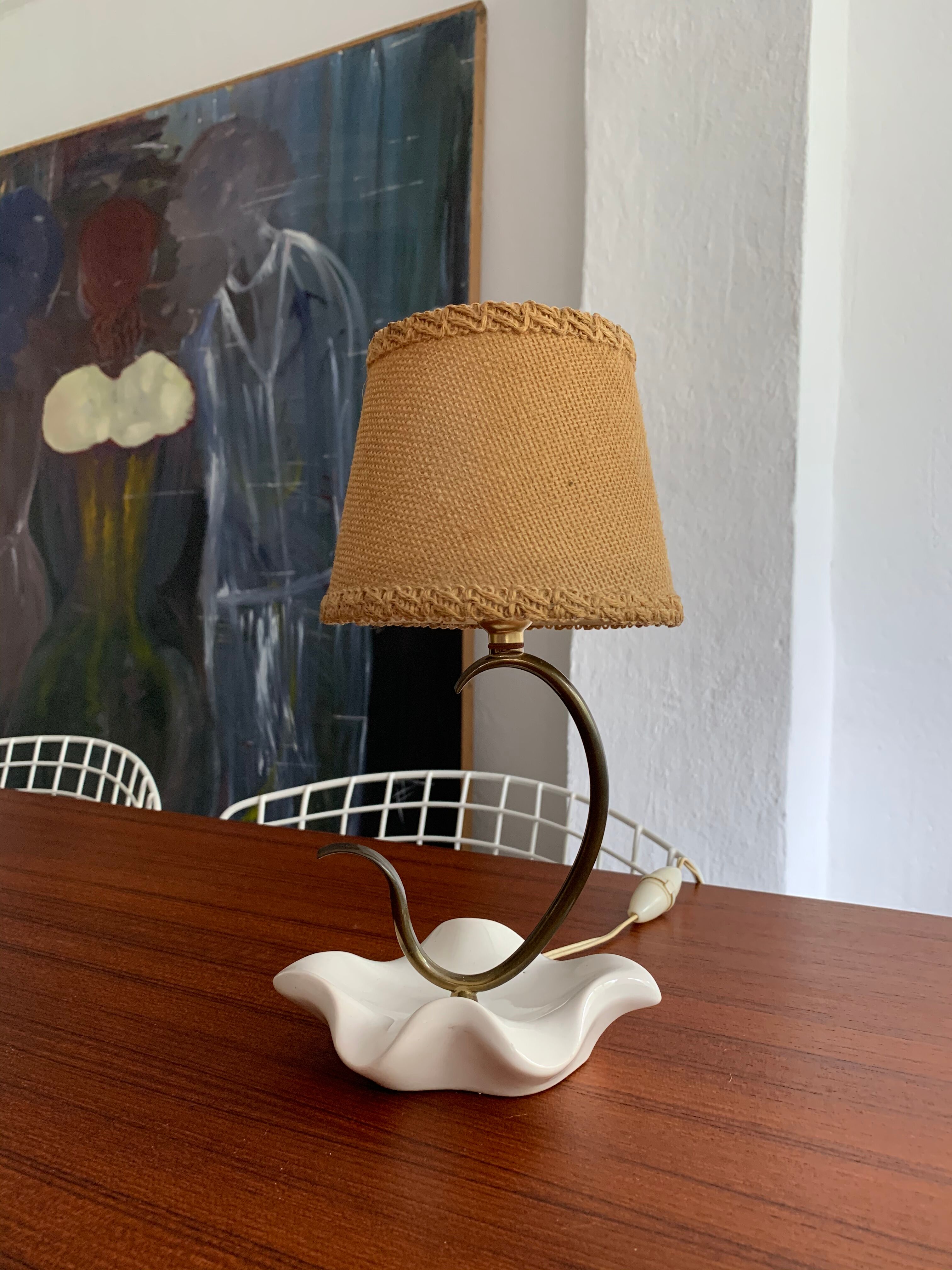 Ceramic lamp and vintage brass