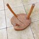 small vintage brutalist wooden tripod side table
