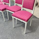 Series of 6 Louis XVI style chairs matte white laque